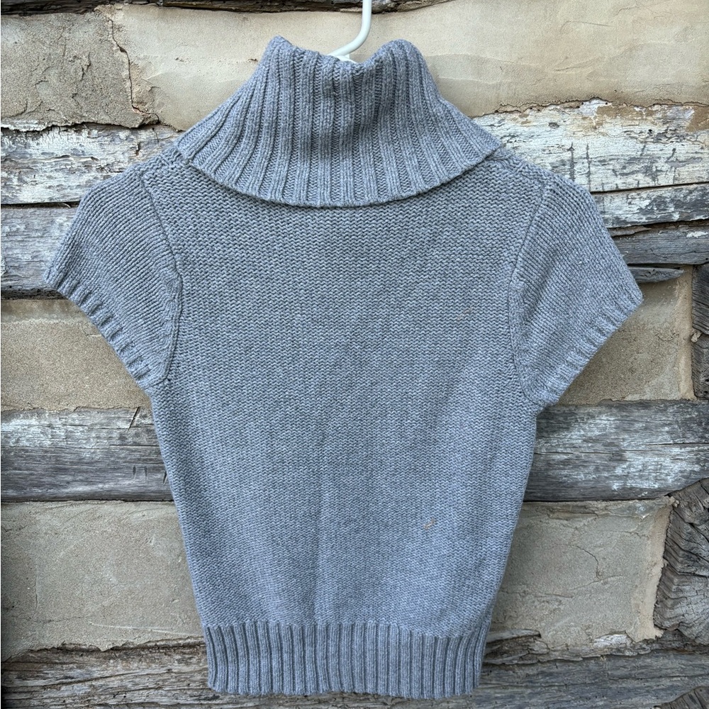 Willi Smith Gray Cable Knit Short Sleeve Turtleneck Sweater Size M - Picture 2 of 10